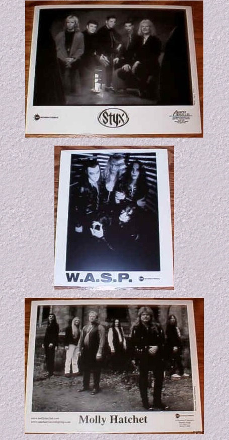 1990's Molly Hatchet, Styx and W.A.S.P. Publicity Photos LOT